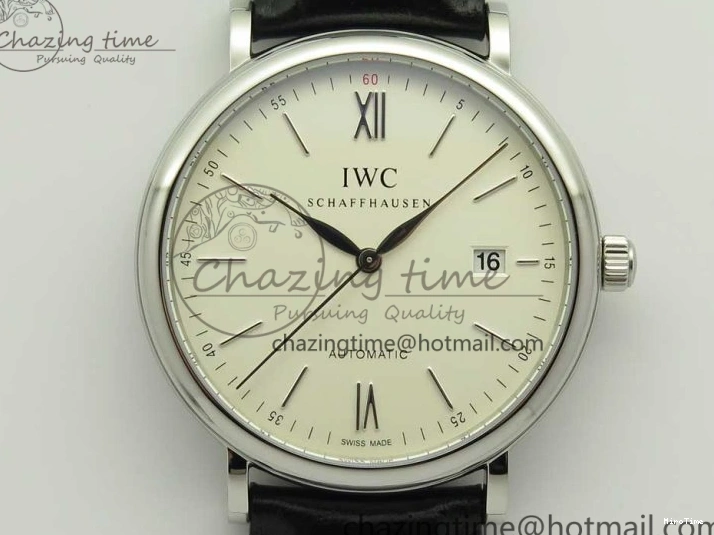 MIROTIME 1230 Portofino Automatic SS FKF 1:1 Best Edition White Dial SS Markers on Black Leather Strap A QuickDry 7138